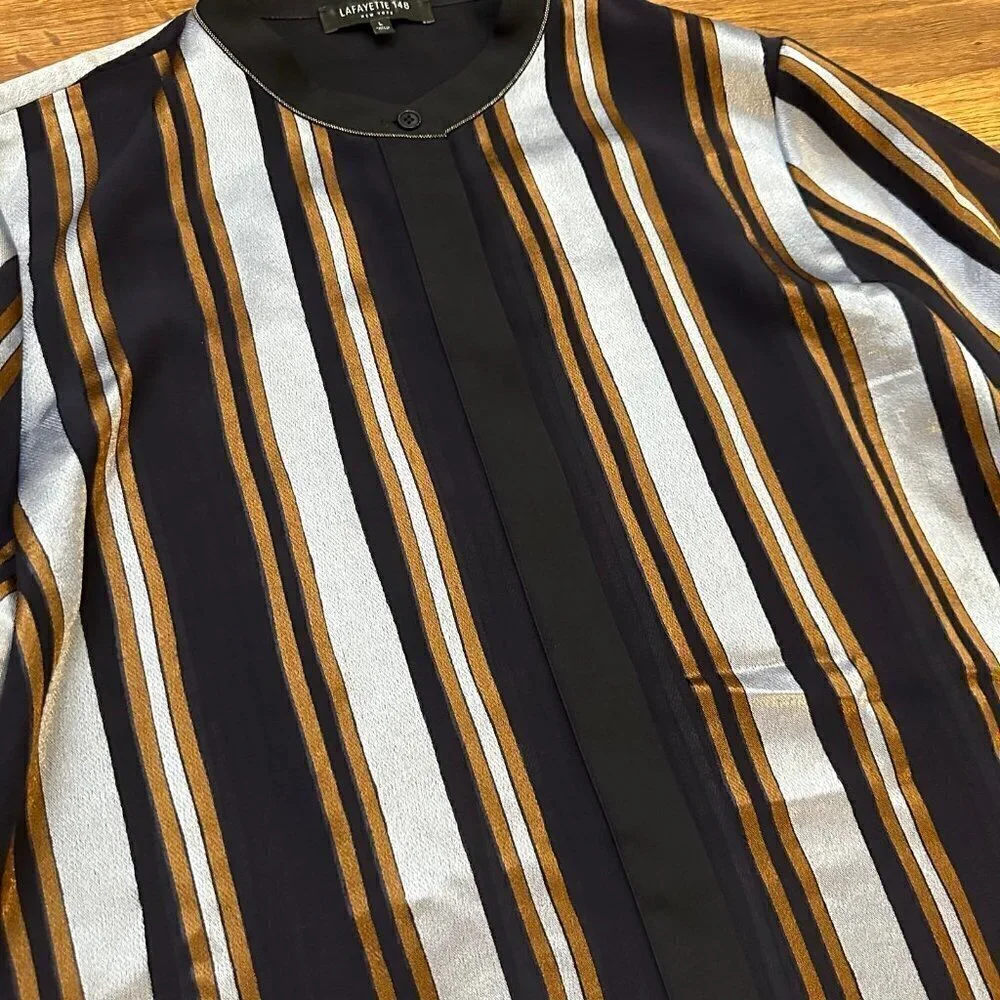 Lafayette 148 New York Brayden Stripe Blouse - Picture 4 of 10
